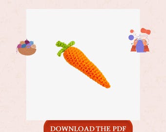 Amigurumi Carrot Crochet Pattern PDF, Crochet Vegetable Pattern, Carrot Amigurumi, Farm Fresh Kitchen Decor, Instant Download