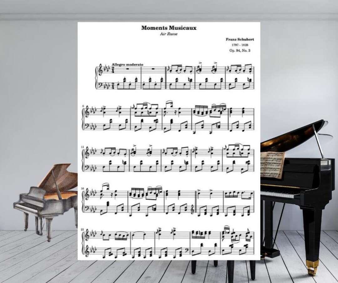 Schubert Moments Musicaux Op. 94 No. 3 Piano Sheet Music (digital ...