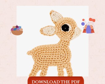 Baby Deer Crochet Pattern PDF, Deer Applique Crochet Pattern, Woodland Animal Crochet Patch, Nursery Decor Crochet Design, Instant Download