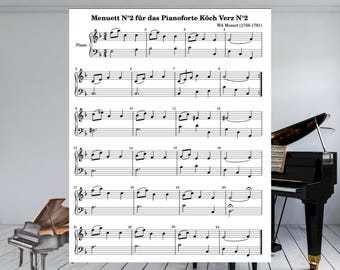 Mozart: Minuet in F (K. 2) Sheet Music for Piano (Solo) easy