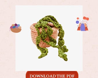 String of Hearts Crochet Pattern PDF, Amigurumi Hanging Plant, Crochet Houseplant Pattern, Potted Vine Plant Decor, Instant Download