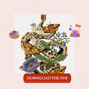 Snake Cross Stitch Pattern PDF, Hissing Python Embroidery Design, Halloween Cross Stitch Chart, Animal Needlework, Instant Download