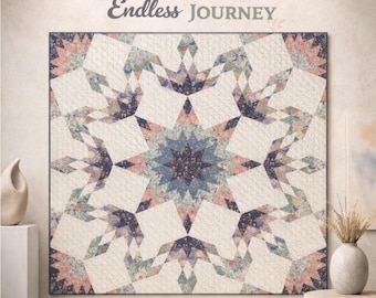 Endless Journey Quilt Pattern, Bohemian Starburst Geometric Design (PDF Download)