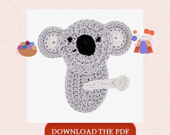 Koala Crochet Pattern PDF, Cute Koala Applique Pattern, Animal Crochet Patch, Baby Blanket Crochet Design