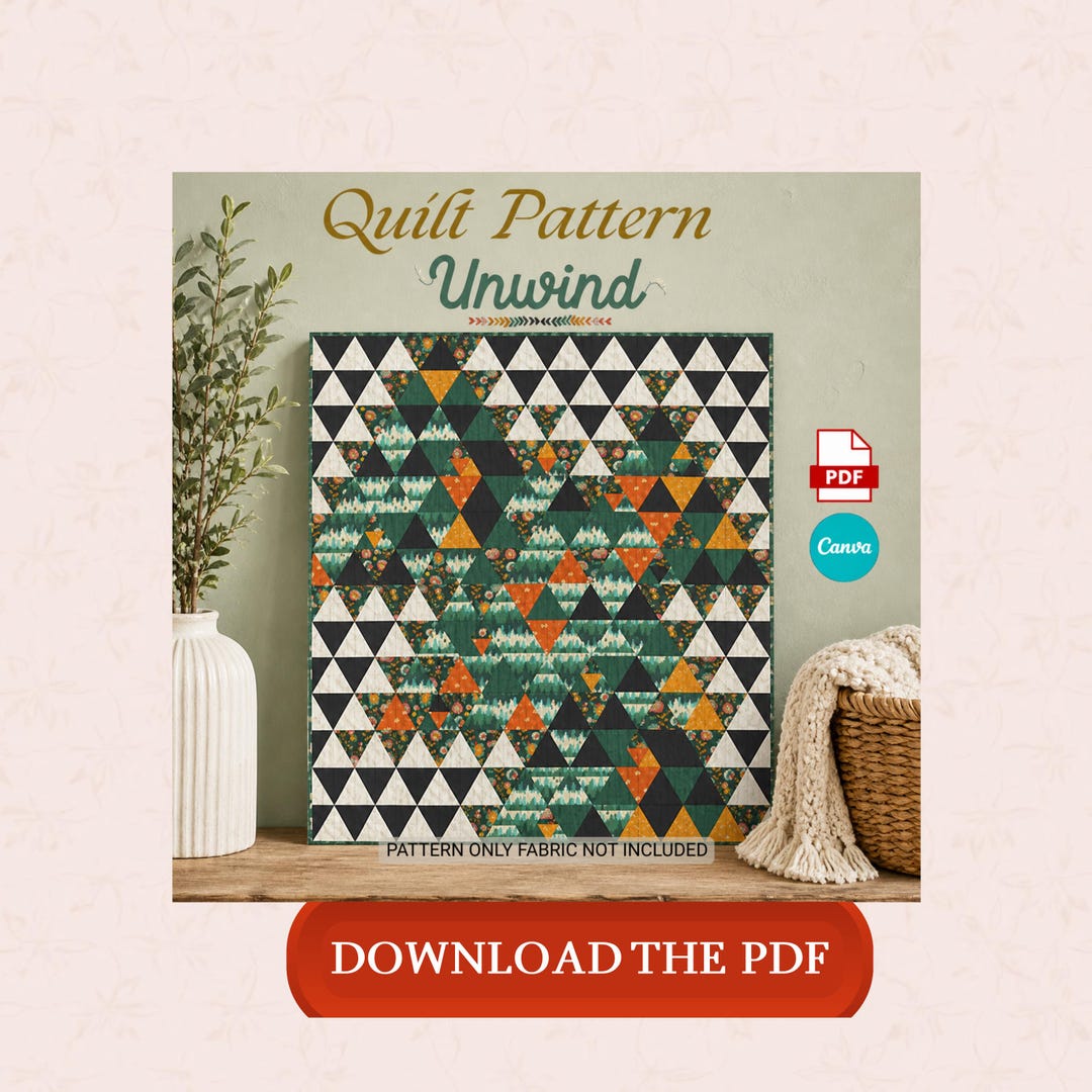 Unwind Quilt Pattern PDF – Modern Triangle Quilt, Geometric Patchwork ...
