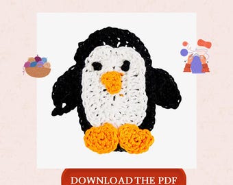 Penguin Crochet Pattern PDF, Cute Penguin Applique Pattern, Crochet Animal Patch, Winter Crochet Design