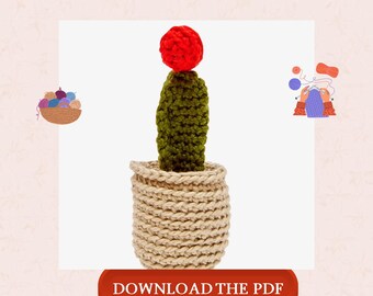 Moon Cactus Amigurumi Crochet Pattern PDF, Crochet Cactus Pattern, Potted Plant Amigurumi, Succulent Crochet Pattern, Instant Download