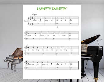 Humpty Dumpty Easy Bladmuziek piano pdf | Ei voor beginners