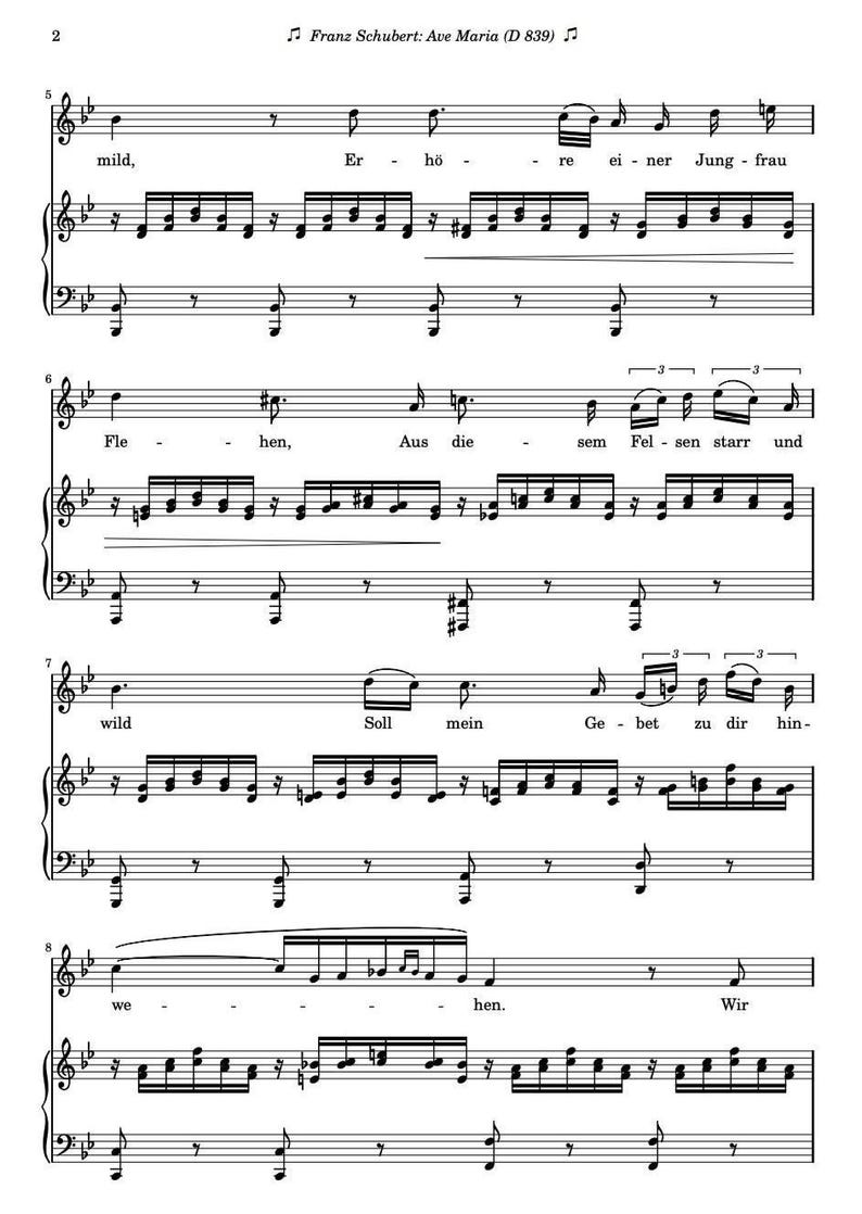 Schubert - Mozart Ave Maria Piano Sheet Music - Classical Wedding Song ...