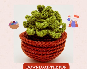 Succulent Crochet Pattern PDF, Amigurumi Succulent Plant, Crochet Potted Plant Pattern, Mini Houseplant Decor, Instant Download