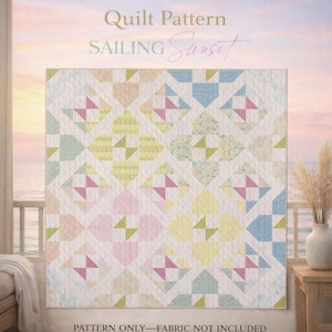 Patrón de colcha "Navegación al atardecer", patchwork geométrico moderno (descarga en PDF)