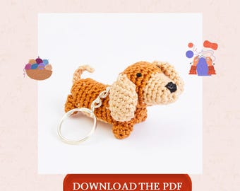 Amigurumi Dog Crochet Pattern PDF, Dachshund Crochet Pattern, Sausage Dog Keychain, Puppy Amigurumi Tutorial