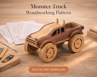 Monster Truck Scroll Saw Pattern PDF | Printable Wooden Toy Truck Template | DIY Woodworking Plan | Digital Download | QualDigit