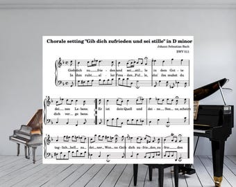 Bach Piano Chorale Sheet Music PDF | "Gib dich zufrieden und sei stille" (Digital Download)