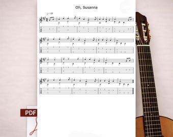 Oh Susanna Partition Guitare Facile PDF | Solo folk pour débutants