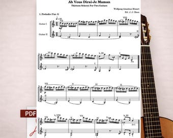 Mozart Ah Vous Dirai-Je Maman Guitar Duo Sheet Music (PDF Download)