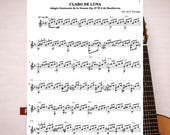 Moonlight Sonata Guitar Sheet Music PDF | No Tabs | Classical Guitar Solo | Printable Score