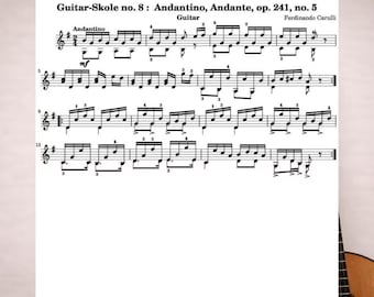 Carulli Andantino Guitar Sheet Music PDF | Fingerstyle Tabs | Classical Guitar Solo | Printable Score