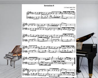 Bach Invention No. 6 in E Major BWV 777 | Two-Part Piano Invention PDF