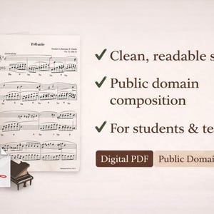 May include: Sheet music for piano, featuring a clean, readable score of a public domain composition. The image includes the text "Digital PDF", "Public Domain", and "Piano". Designed for students and teachers.