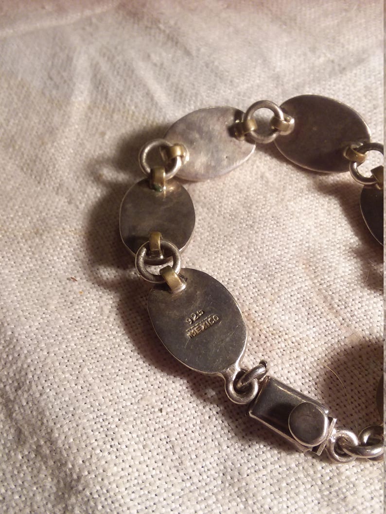 Sterling Silver Bracelet with Oval Natural Stones