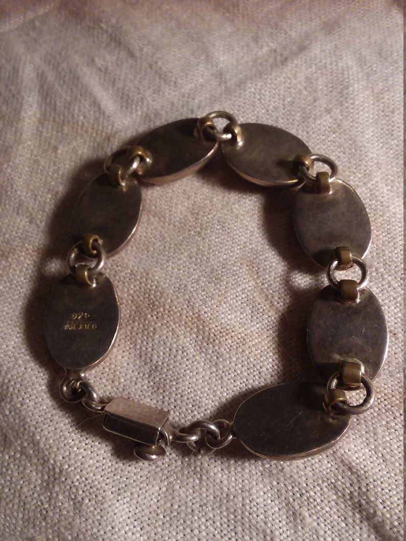 Sterling Silver Bracelet with Oval Natural Stones