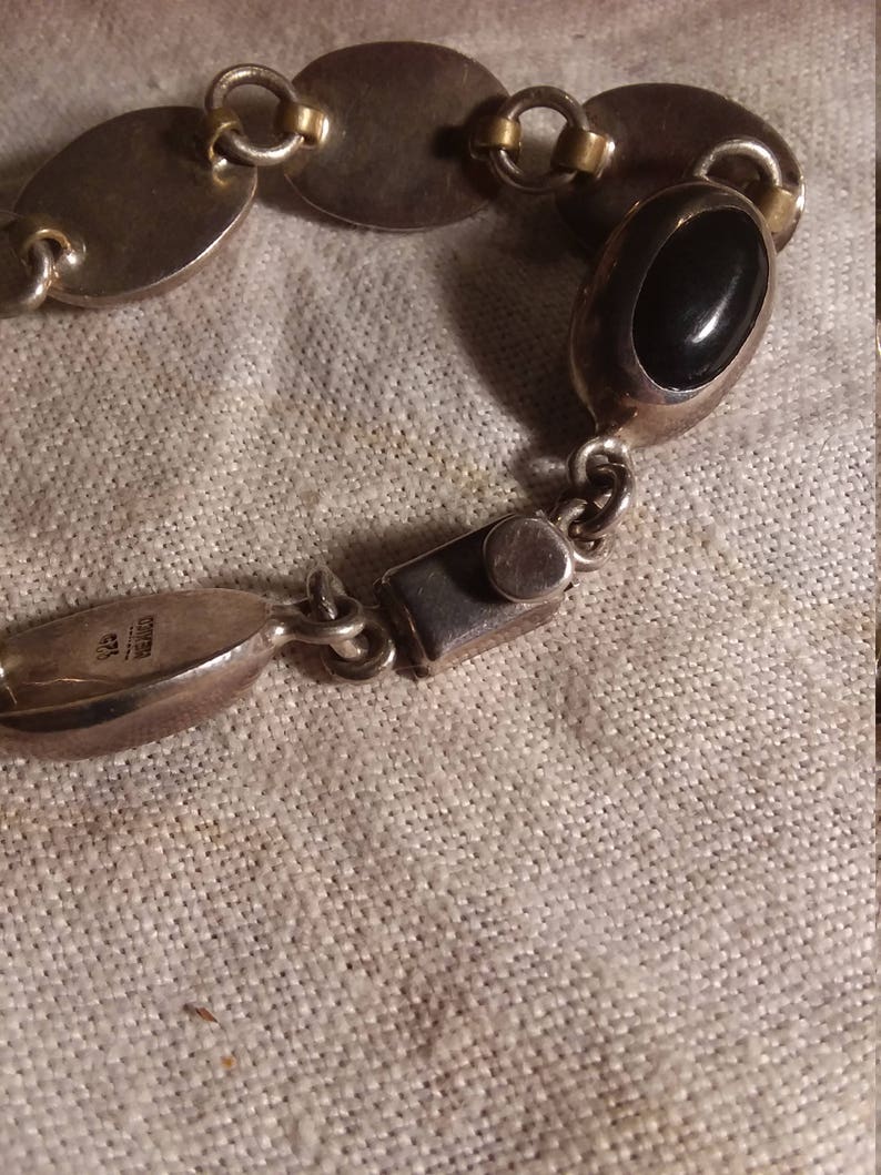 Sterling Silver Bracelet with Oval Natural Stones