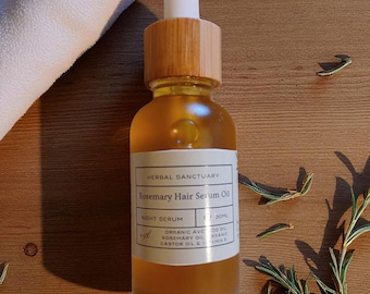 Rosemary Hair Growth Serum Oil – Organic Night Elixir for Thinning Hair – Vegan, Handmade Skincare