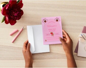 My berry first birthday invitations