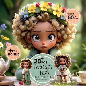 Pack d&#39;avatars AI Girl – 20 portraits numériques esthétiques pour photos de profil | Téléchargement instantané