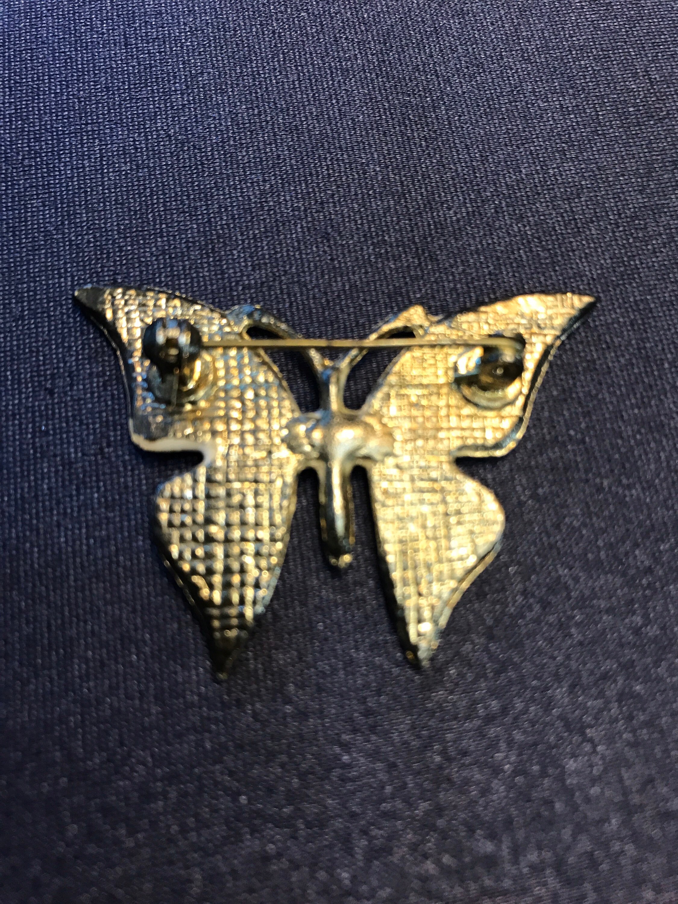 Vintage Black and White Enamel Butterfly Pin Etsy