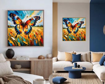 Rainbow Butterfly Oil Painting Print: Vibrant Insect Wall Art (Digital Download)