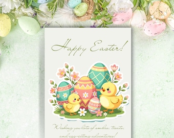 Easter Card Kids Greeting | Cute Chik Illustration | Baby First Easter | Printable (PDF, PNG)