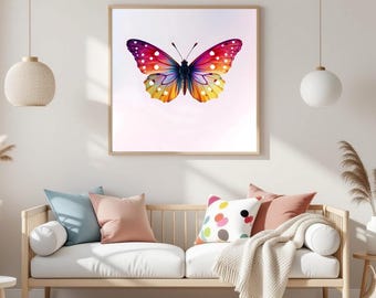 Rainbow Butterfly Wall Art Print: Vibrant Insect Decor (Digital Download)