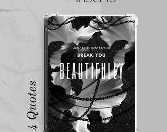 Bookish Quote Kindle Insert Bundle | Gothic Decor | Black & White Kindle Case Inserts | Printable BookTok Aesthetic | Digital Download PDF