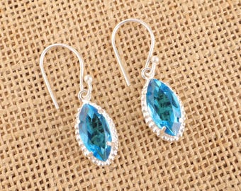 Tourmaline, Peridot, Emerald, Blue Topaz, Citrine, Tanzanite, Amethyst, Iolite Sterling Silver Dangle Earrings, Handmade