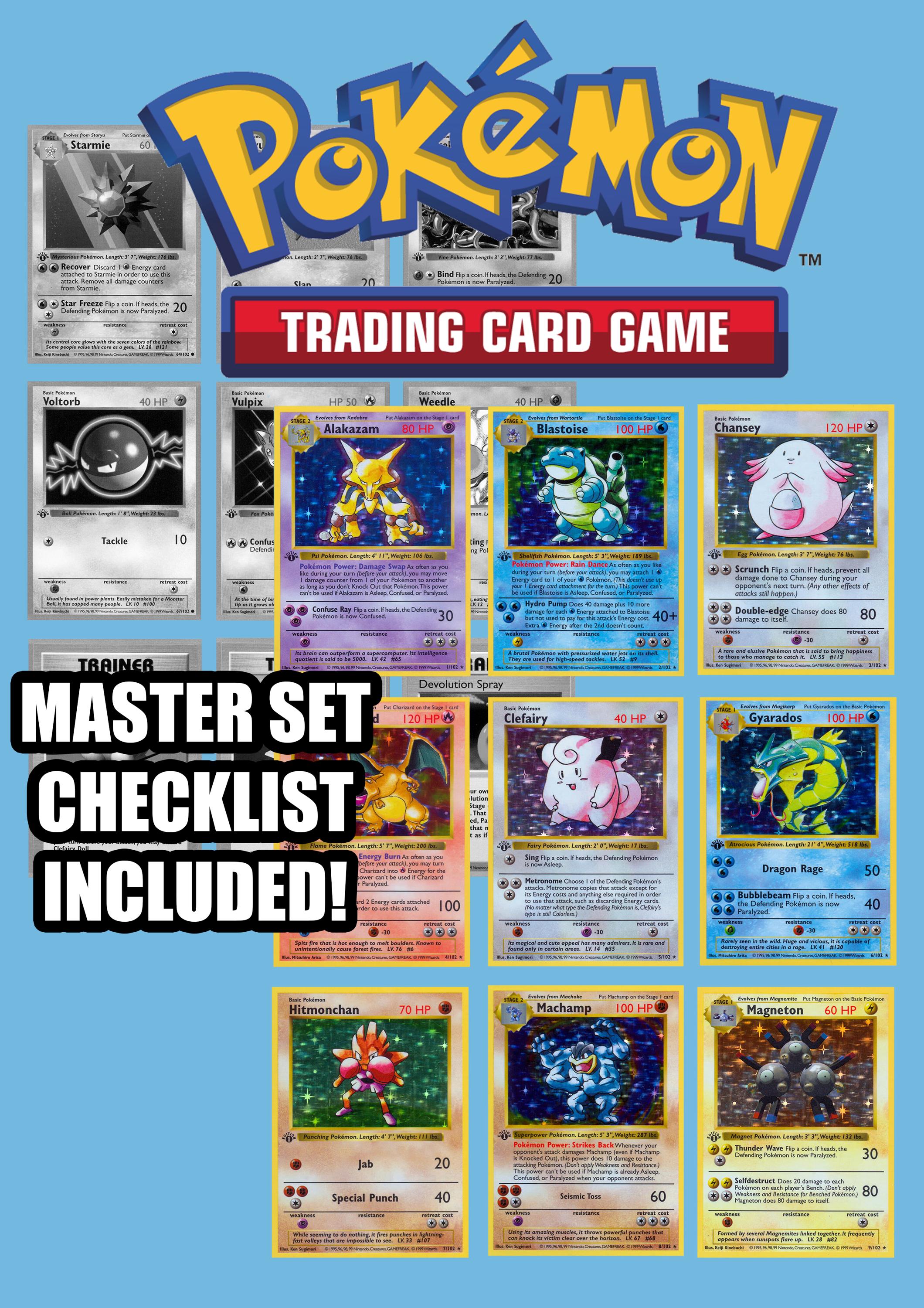 Complete BASE SET Pokemon TCG Printable Binder Placeholders W