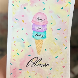 Custom Hand Painted Watercolor Name Card for Baby Girl – 5x7 Personalized Nursery Art – Baby Shower Gift or Keepsake for Little Girls
