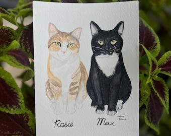 Custom Pet Portrait Watercolor from Photo – Hand Painted Dog or Cat Painting – Personalized Pet Memorial Art Gift for Animal Lovers