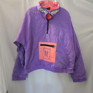 Vintage Mossimo Nylon Windbreaker Anorak Jacket Purple Men's Sz M Y2K 90s Retro