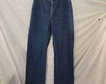 Vintage Damen Orange Tab Levis Talon 42 Reißverschluss Passt Sz 8 Dark Wash Breites Bein