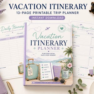 Pianificatore di itinerari di vacanza, organizzatore di viaggi, pianificatore di gite giornaliere e tracker di prenotazioni (download digitale)