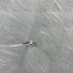 925 Sterling Silver Purple CZ Ring | Pear Cut Bypass Ring | February Birthstone Amethyst Look | Gift for Her Jewelry