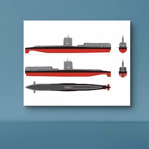 Professional Grade Drawing Print of the USS Growler SSG-577 Naval Submarine *United States Navy Submarine Wall Art*