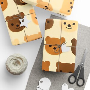 Cute Bear Wrapping Paper Roll, Animal Print Gift Wrap, Birthday Party Supplies, Baby Shower Decor, Eco-Friendly Gift Wrap