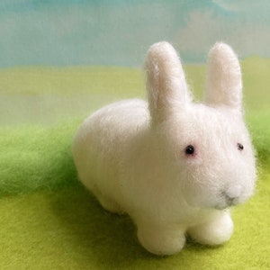 White rabbit needlefelted soft bunny sculpture, figurine image 2