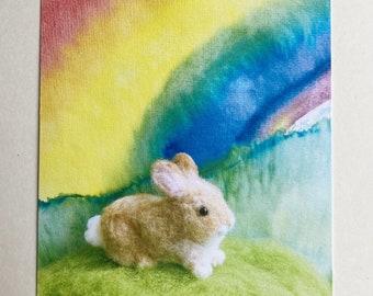 Bunny sympathy card, Rainbow bridge bunny card, rabbit sympathy, bunny condolences, rainbow greeting, bunny print, bunny picture