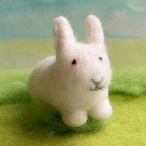 White rabbit needlefelted soft bunny sculpture, figurine image 4