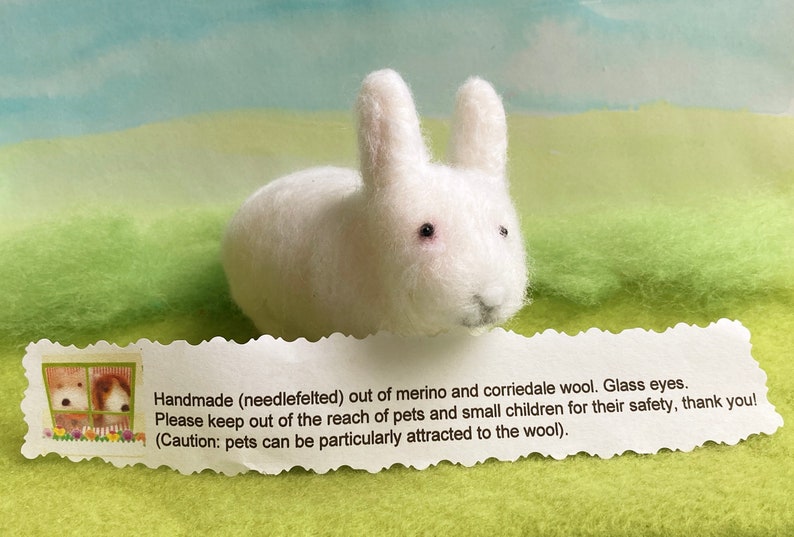 White rabbit needlefelted soft bunny sculpture, figurine image 3