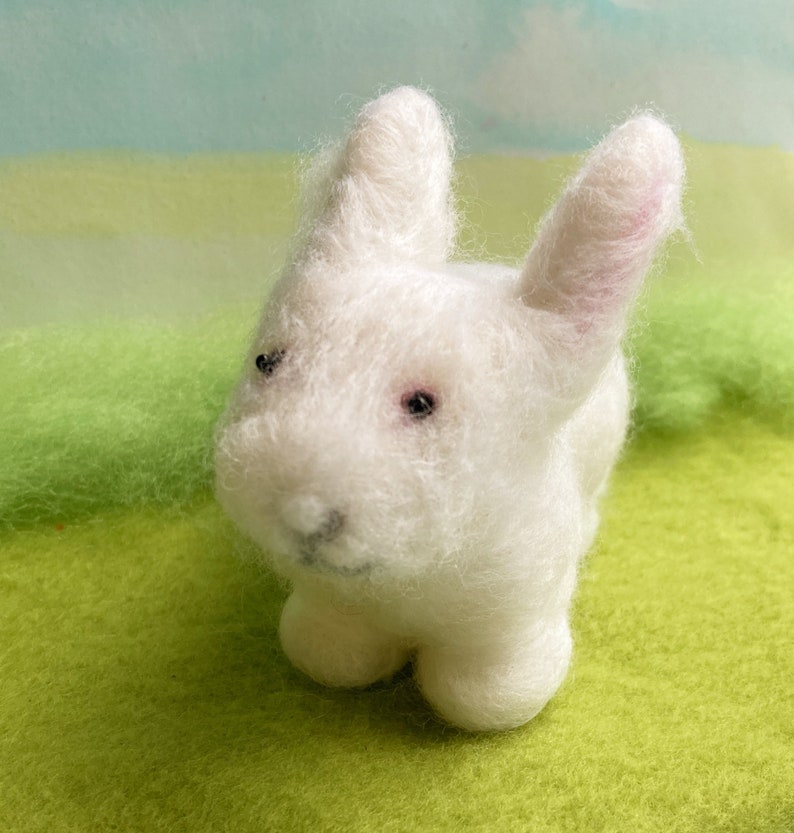 White rabbit needlefelted soft bunny sculpture, figurine image 5